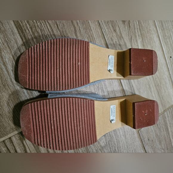New York Lites wooden Sandal in gray suede leather sandals clogs  size 10 - Picture 9 of 17